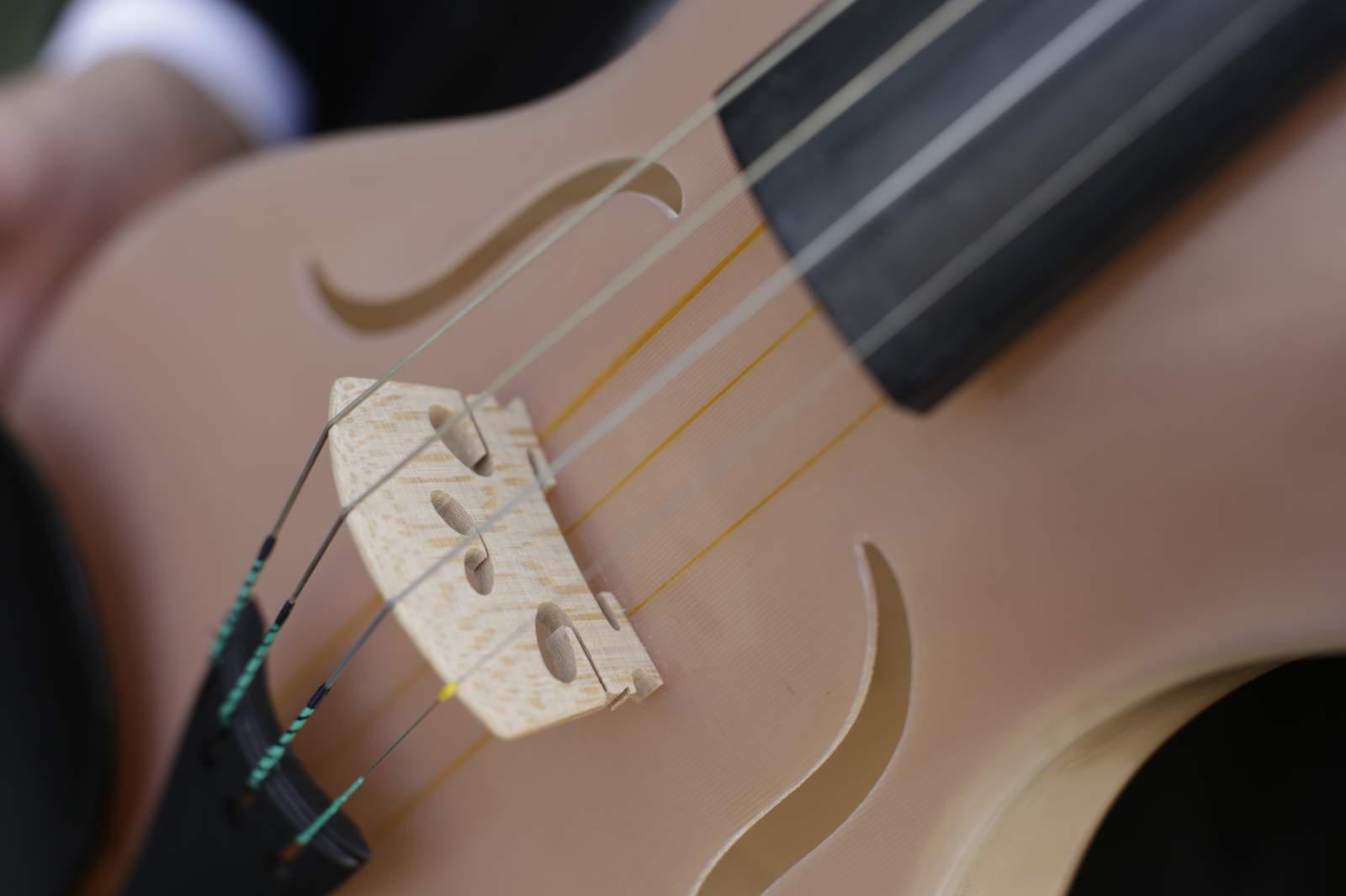 Luca's Violin made from composite material that includes spiders’ silk