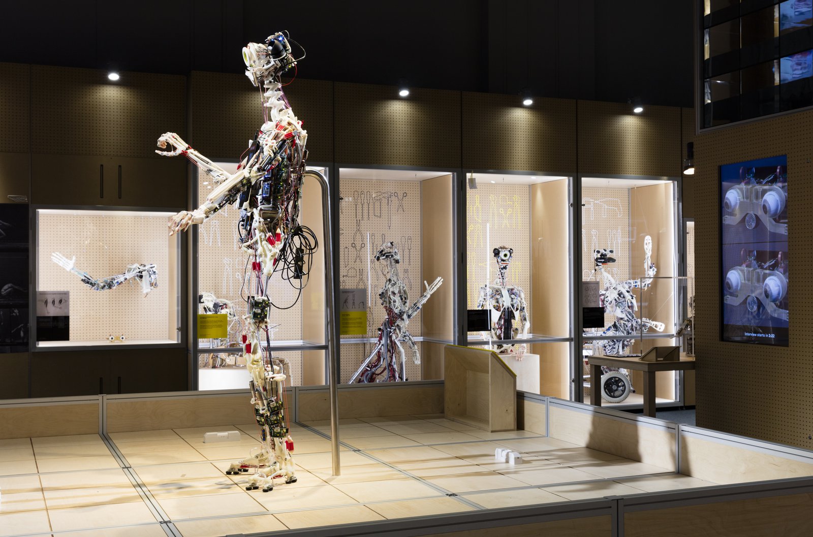 Build section of the Robots exhibition with ROSA in the foreground. © Plastiques Photography, courtesy of the Science Museum
